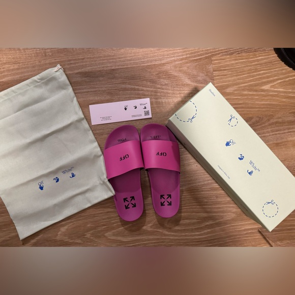 Off-White Fucshia/pink slides size 39/womens 9 - Picture 8 of 10